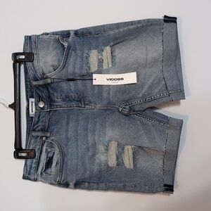 Vigoss Marley Mid Rise Bermuda Jean Shorts